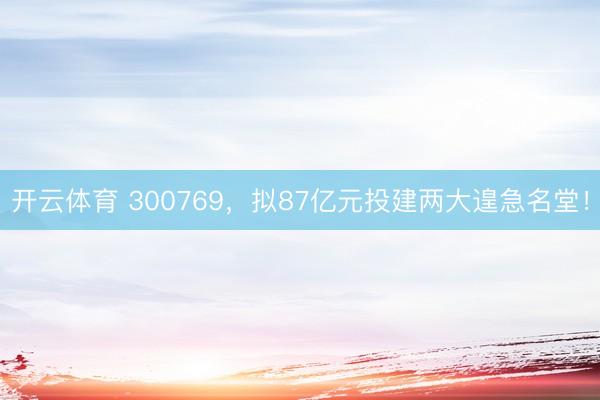 开云体育 300769，拟87亿元投建两大遑急名堂！