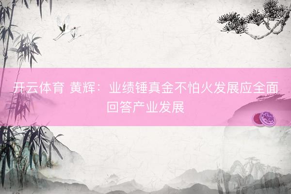 开云体育 黄辉:业绩锤真金不怕火发展应全面回答产业发展