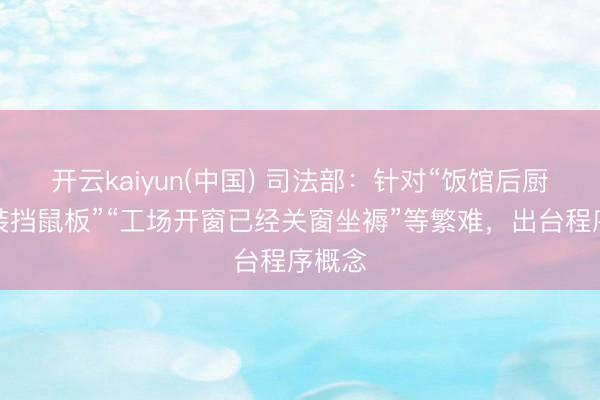 开云kaiyun(中国) 司法部：针对“饭馆后厨装不装挡鼠板”“工场开窗已经关窗坐褥”等繁难，出台程序概念