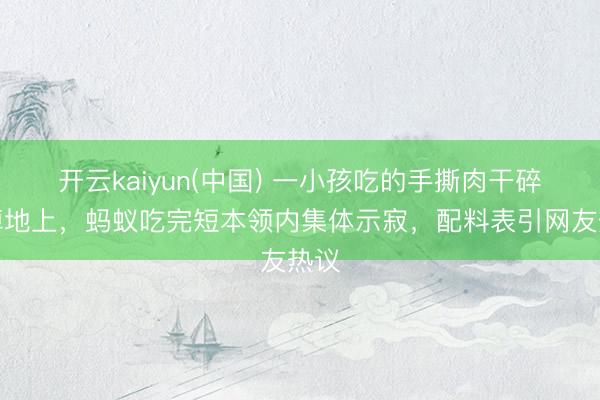 开云kaiyun(中国) 一小孩吃的手撕肉干碎渣掉地上，蚂蚁吃完短本领内集体示寂，配料表引网友热议