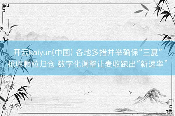 开云kaiyun(中国) 各地多措并举确保“三夏”抢收颗粒归仓 数字化调整让麦收跑出“新速率”