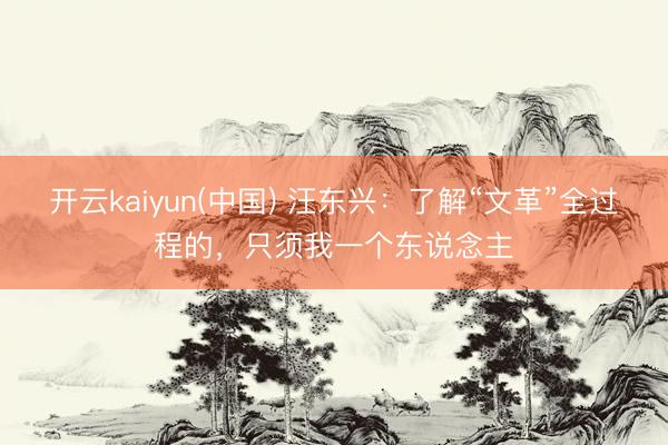 开云kaiyun(中国) 汪东兴：了解“文革”全过程的，只须我一个东说念主