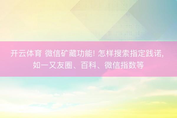 开云体育 微信矿藏功能! 怎样搜索指定践诺, 如一又友圈、百科、微信指数等