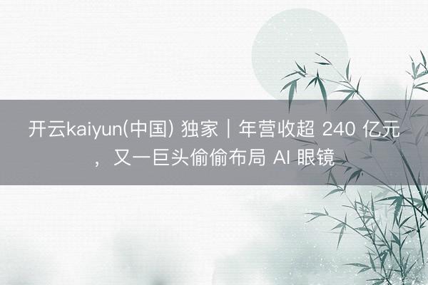 开云kaiyun(中国) 独家｜年营收超 240 亿元，又一巨头偷偷布局 AI 眼镜