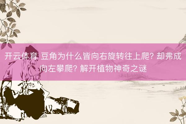 开云体育 豆角为什么皆向右旋转往上爬? 却弗成向左攀爬? 解开植物神奇之谜