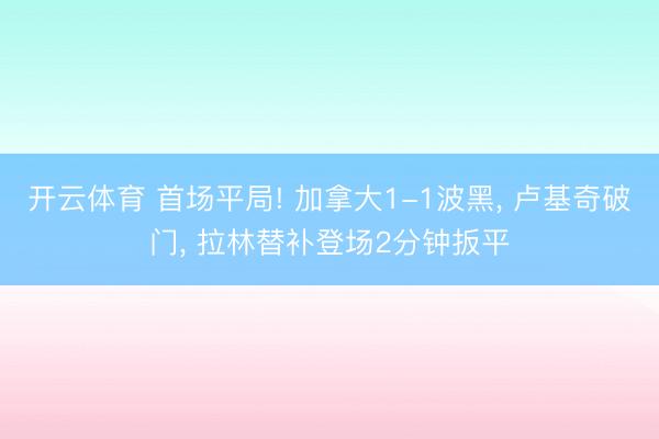 开云体育 首场平局! 加拿大1-1波黑, 卢基奇破门, 拉林替补登场2分钟扳平