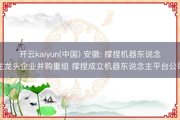 开云kaiyun(中国) 安徽: 撑捏机器东说念主龙头企业并购重组 撑捏成立机器东说念主平台公司